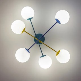 Felületre szerelhető csillár MOON 6xE27/15W/230V türkiz/sárga/kék
