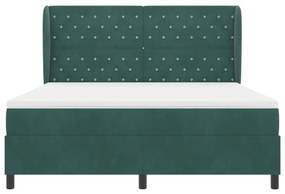 Box Spring Ágy matraccal sötét zöld, 180x200 cm, bársony