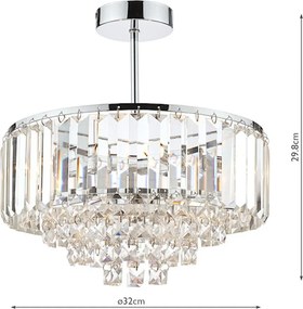LAURA ASHLEY 3437217-Q VIENNA Kristály Mennyezeti Lámpa Fehér, Csiszolt Króm G9 IP20