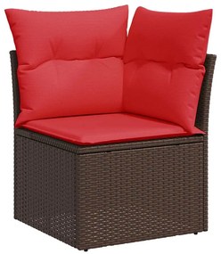 vidaXL 7 részes barna polyrattan akácfa kerti ülőgarnitúra párnákkal
