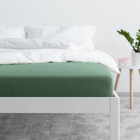 Goldea jersey körgumis lepedő - sötétzöld 180 x 200 cm