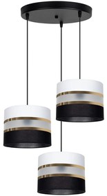 Csillár zsinóron CORAL 3xE27/60W/230V fekete-fehér