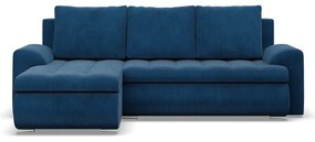 Tokio sarokkanapé, 2 ágyneműtartóval, kordbársony, baloldali, kék