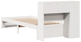 fehér tömör fenyőfa könyvespolcos ágy matrac nélkül 75 x 190 cm