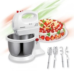 Heinner HMBR-300W - Kézi habverő forgatható keverőtállal, 300 W/230 V, fehér