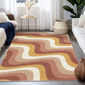 Okkersárga-törtrózsaszín mosható szőnyeg 120x180 cm Creamy Strawberry Swirl – Mila Home