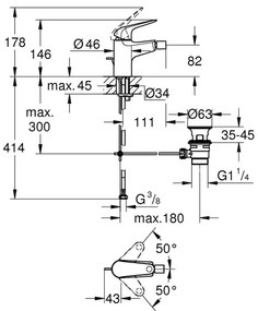 GROHE 24332001 - SWIFT bidé csaptelep 146 mm fényes króm