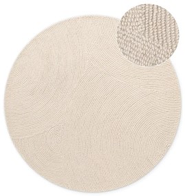Világos natúr színű kézi szövésű gyapjú kerek szőnyeg ø 150 cm Eleni Natural White – Hanse Home