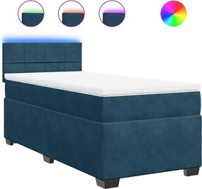 vidaXL Kék bársony rugós ágy matraccal 100 x 200 cm