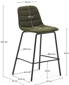 Sötétzöld bárszék szett 2 db-os 92,5 cm Zunilda – Kave Home
