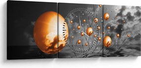 Narancssárga absztrakt gömbök képe (órával) (90x30 cm)