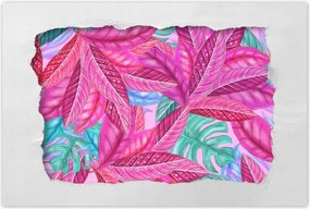 Poszterek 90x60 Rózsaszín fújt levelek