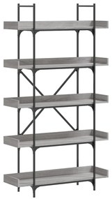 5-szintes szürke sonoma szerelt fa könyvespolc 100x33x180,5 cm