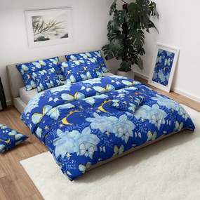 Pamut ágynemű BLUE BUTTERFLY sötétkék Ágyneműhuzat mérete: 70 x 90 cm | 140 x 200 cm