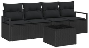 Kerti Kanapé Szett 5 pcs Fekete 55 x 55 x 37 cm polirattan