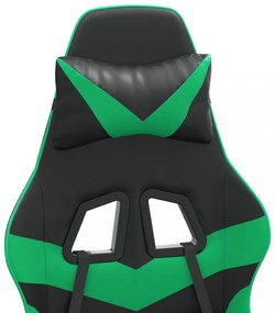 vidaXL fekete és zöld műbőr forgó játékszék