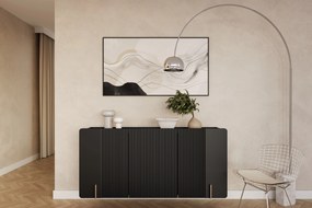 Malmi függesztett komód 150 cm háromajtós - matt fekete / arany