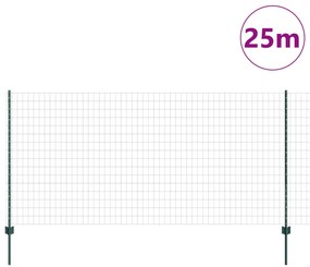 Kerti Kerítés Görgő 2 db Zöld Porszórt acél 25 x 1.2 m Tartós