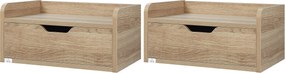 HOMCOM 2 Darab Fali Ágy Melletti Asztal - Csúsztatható Fiók, Polc - Természetes Forgácslap 40Sz x 30Mé x 19,5Ma cm | Aosom