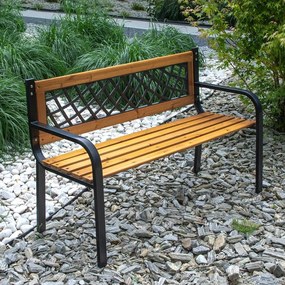 Fából készült kerti pad fémvázzal 118 x 60 x 85 cm