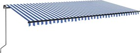 vidaXL kék és fehér kézzel kihúzható LED-es napellenző 600 x 300 cm