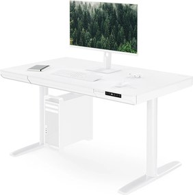 Elektromos ülő-álló íróasztal fiókkal és Qi vezeték nélküli töltővel fehér, 1200 mm: ELLIS