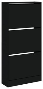 fekete szerelt fa cipőszekrény 60 x 21 x 125,5 cm