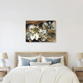 Kép - Orchidea virágok márvány háttérrel (üvegen) (70x50 cm)
