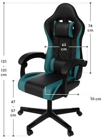 Juskys HyperSeat irodai szék - fekete/türkiz