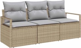 vidaXL Kerti Kanapé Szett 3 pcs Beige és Világosszürke polirattan