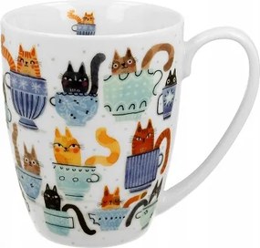 Ajándékkosárban lévő bögre Macskavilág Macskák csészékben 350 ml