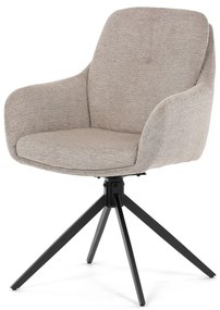 Scaun de sufragerie pivotant, mecanism rotativ 180°, material bej, structură metalică neagră