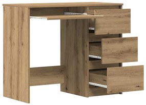 kézműves tölgy színű szerelt fa íróasztal 90x45x76 cm
