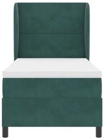 Boxspring Ágy Matrac T sötétzöld 90x190 cm Bársony