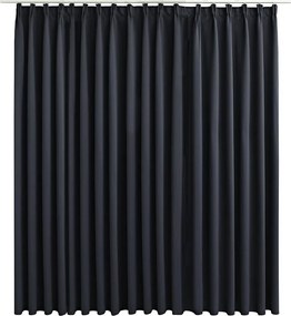 vidaXL fekete sötétítőfüggöny kampókkal 290 x 245 cm