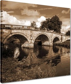 Vászonkép 40x40 Híd a folyón szépia