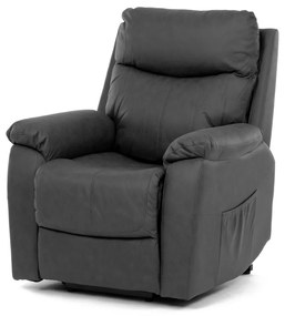 Fotoliu TV si Relax, electric, 3 motoare, stofa gri cu decor piele periata TV-5874