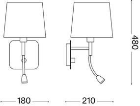 Ideal Lux - LED fali lámpa NORDIK 1xE14/40W + LED/1,5W/230V