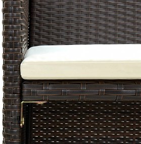 barna kétszemélyes polyrattan kerti kanapé párnákkal