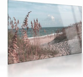 Üveg kép - Rózsaszín strand (70x50 cm)