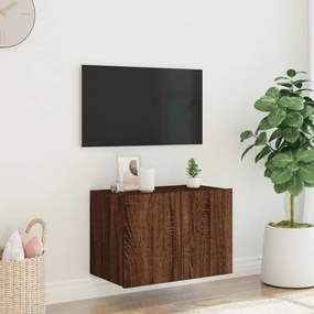 barna tölgyszínű fali TV-szekrény LED-del 60x35x41 cm
