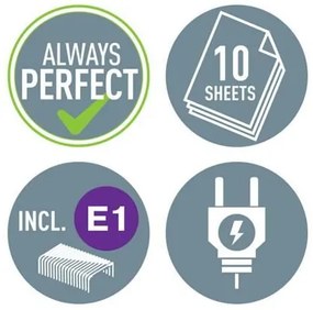 Tűzőgép, elektromos, No. 10, 10 lap, LEITZ Nexxt 5532, fekete (E55320095)