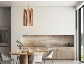 Tömörfa függőlámpa zsinóron 1xE27/60W/230V, átmérő 38 cm, tömörfa/kőris/kaucsukfa