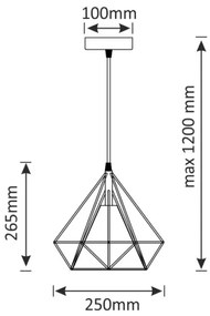 Csillár zsinóron BROXTON 1xE27/20W/230V