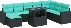 vidaXL 9 részes szürke polyrattan akácfa kerti ülőgarnitúra párnákkal