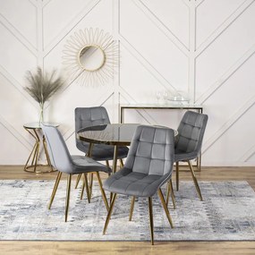 Szürke Bársony Étkezőszék Arany Lábbal. CARO