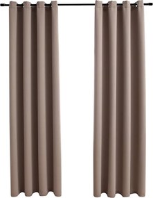 vidaXL 2 db tópszínű sötétítőfüggöny fémgyűrűkkel 140 x 245 cm