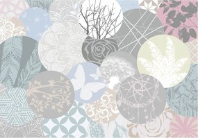 Fotótapéta Virágok Geometria Pillangók Absztrakt Díszek 254x184 +ragasztó