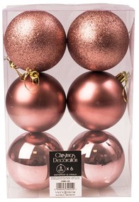 6db-os 8cm-es karácsonyi gömb szett - Rose gold