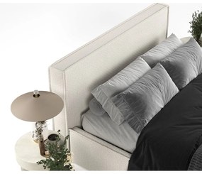 Krémszínű kárpitozott ágyneműtartós franciaágy ágyráccsal 160x200 cm Lounge L – Maison de Rêve